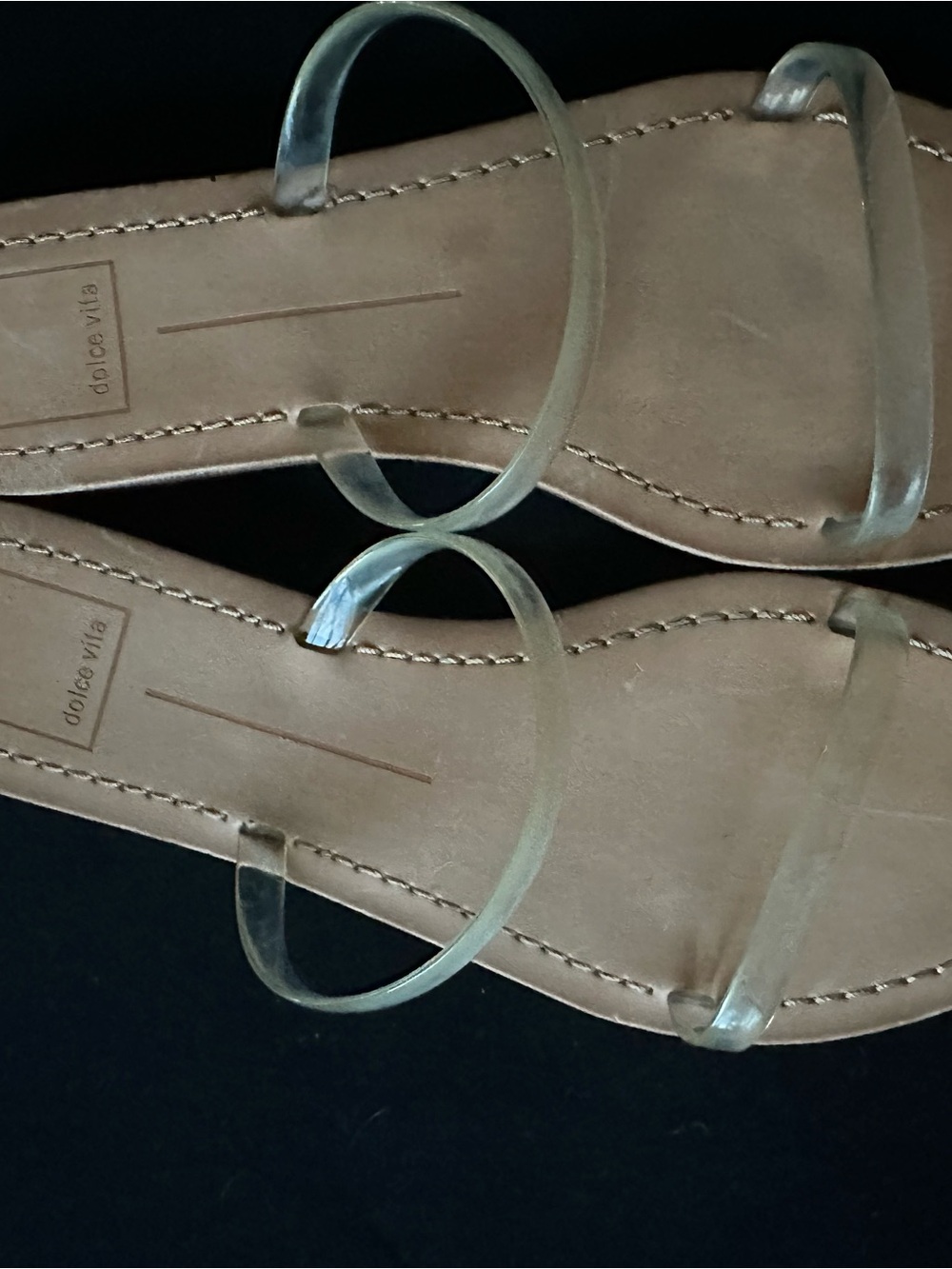 Dolce Vita Clear-Strap Tan Slide Sandals 8 - Picture 11 of 14